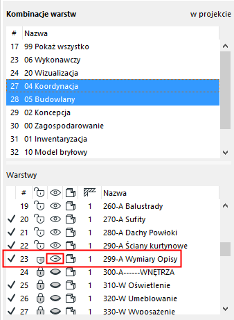 Kombinacje warstw i warstwy Menedżer atrybutów