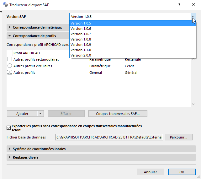 Prise en charge de toutes les versions publiées de SAF