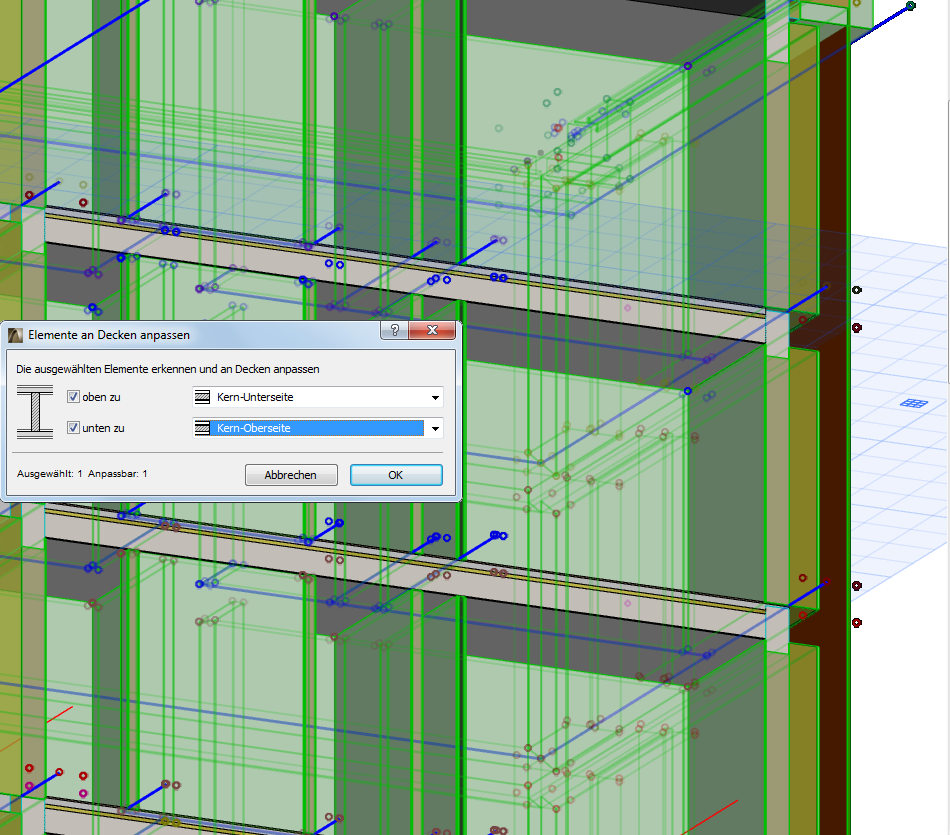 Elemente an Decken anpassen