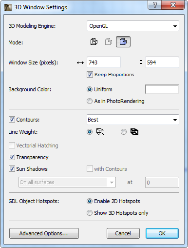 3d window settings как пиксели настроить настройки архикад