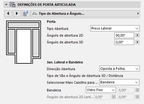 Tipo de Abertura e Ângulo (Porta/Janela)