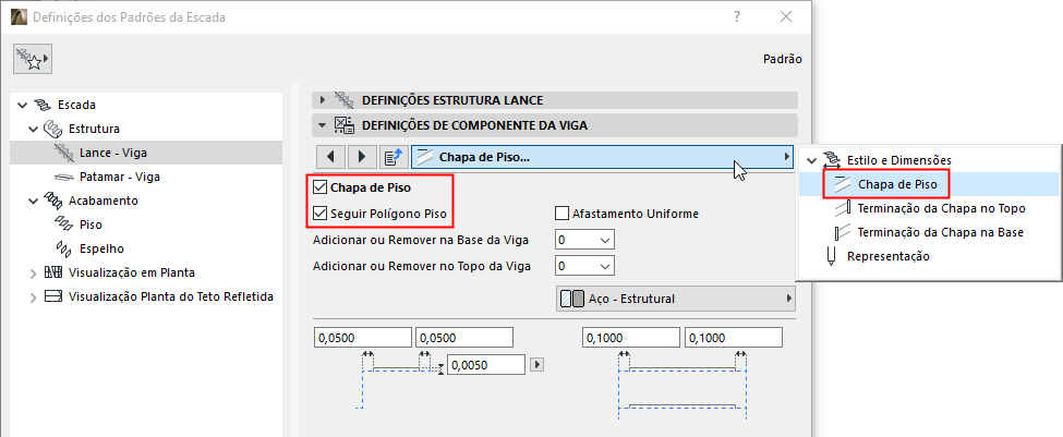 Estrutura da Viga do Lance