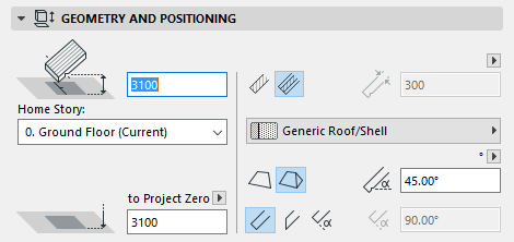 Roof Tool Settings