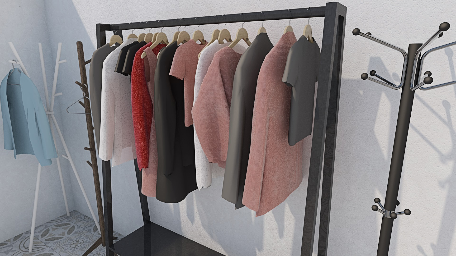 A picture containing indoor, rackDescription automatically generated