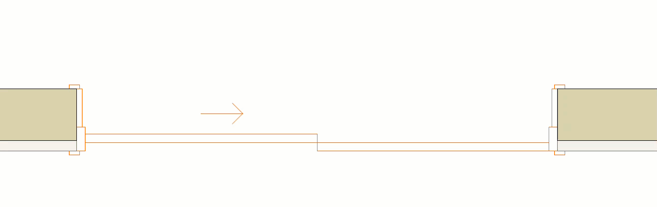 La flèche adaptative change d'orientation pour indiquer le sens d'ouverture et de fermeture des symboles de porte et de fenêtre.