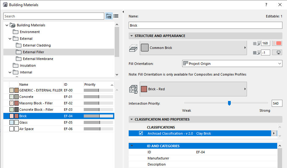 Edit and manage Building Materials